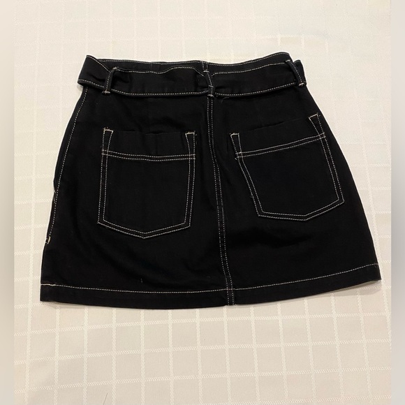 whimsigoth mini skirt TopShop Moto Black Denim Tie Belt SZ 6 - Picture 9 of 12